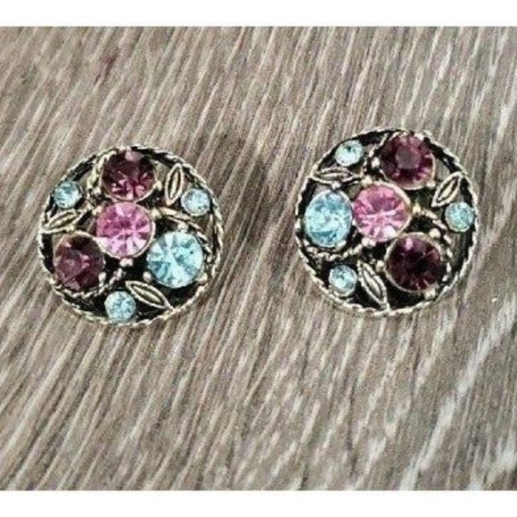 Vintage Round fruit salad clip on earrings - Picture 7 of 7